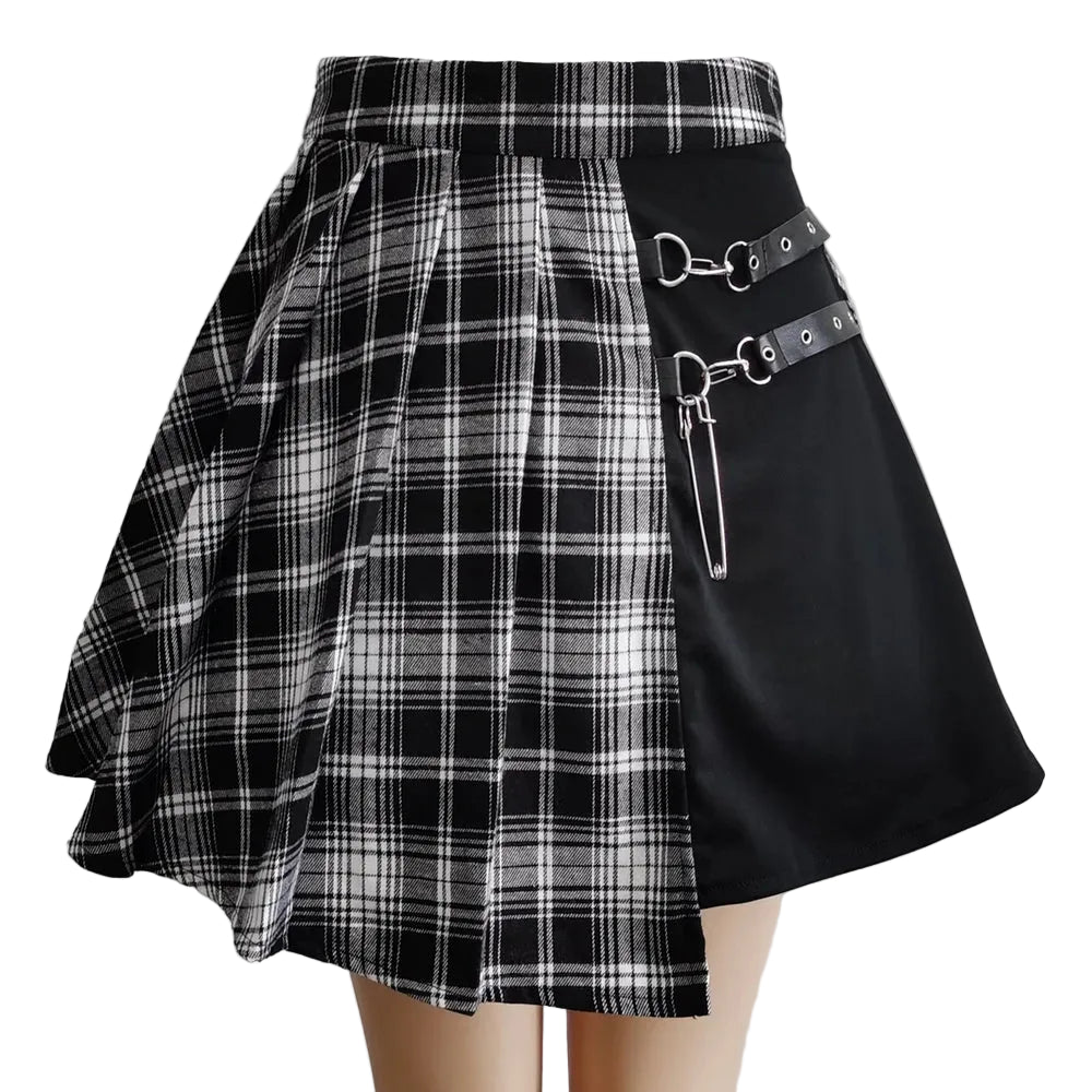 Plaid Pleated Mini Skirt High Waist Alternative Fashion Streetwear Bottom