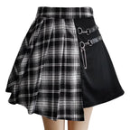Plaid Pleated Mini Skirt High Waist Alternative Fashion Streetwear Bottom