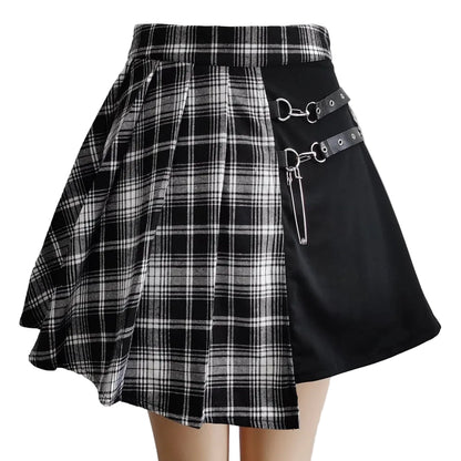 Plaid Pleated Mini Skirt High Waist Alternative Fashion Streetwear Bottom