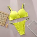 Sleek Contour Underwire Bra Set with Crystal-Embellished Straps