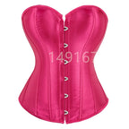 Luminous Teal Satin Overbust Corset with Front Metal Busk