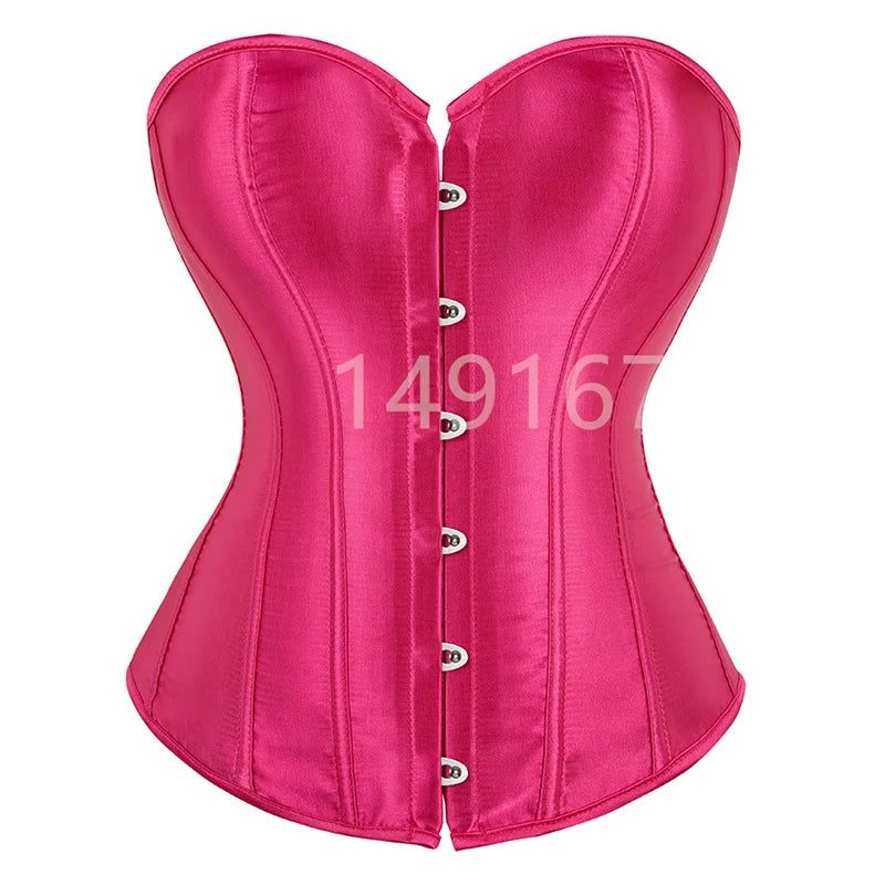 Luminous Teal Satin Overbust Corset with Front Metal Busk