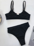 Bold Leopard Print Bralette Bikini with U-Notch Detail and High-Waisted Bottom