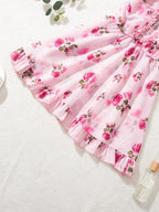 Floral Print Lightweight Slip Nightgown with Feminine Ruffle Trim