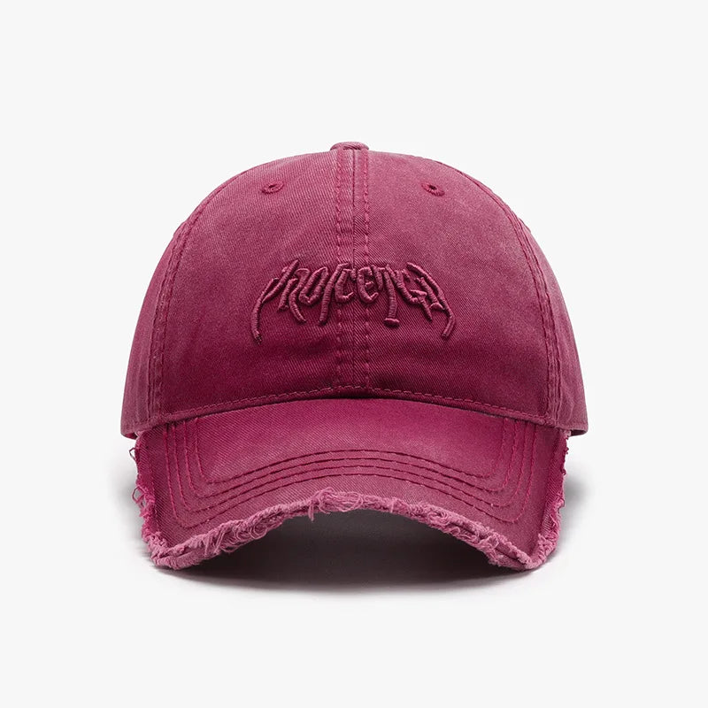 Vintage Distressed Embroidered Baseball Cap with Adjustable Fit for Contemporary Streetwear Fashion