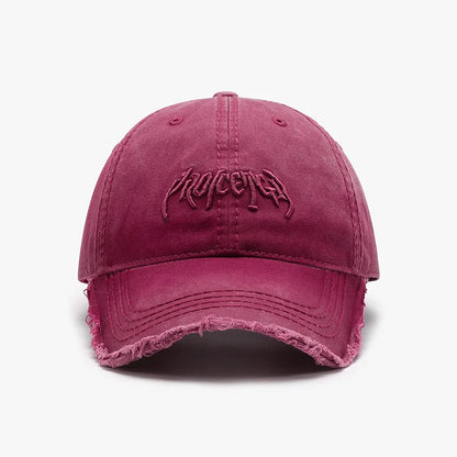 Vintage Distressed Embroidered Baseball Cap with Adjustable Fit for Contemporary Streetwear Fashion