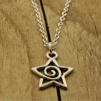 Y2K Swirl Star Pendant Necklace Celestial Alternative Fashion Jewelry
