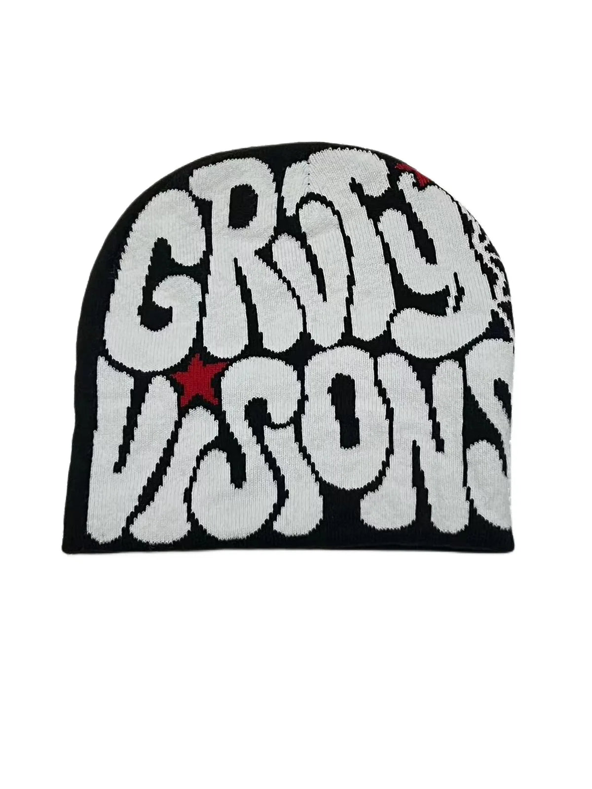 Bold Typography Cotton Blend Knit Beanie for Contemporary Streetwear Winter Everyday Fashion Style