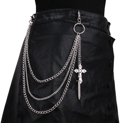Layered Spike Chain Belt Accessory for Punk, Grunge and Gothic Outfits