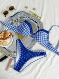 Earthy Brown Gingham Balconette Bikini Set with Scalloped Edge Detailing
