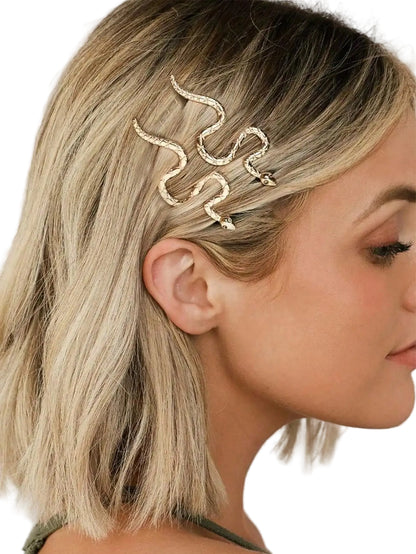 Serpent Hair Clip Set Gothic Nature Inspired Statement Fashion Accessories
