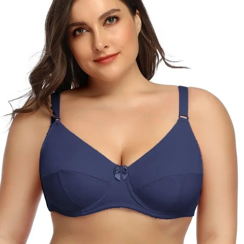 Full-Coverage Unlined Underwire Minimizer Bra with Delicate Bow Detail