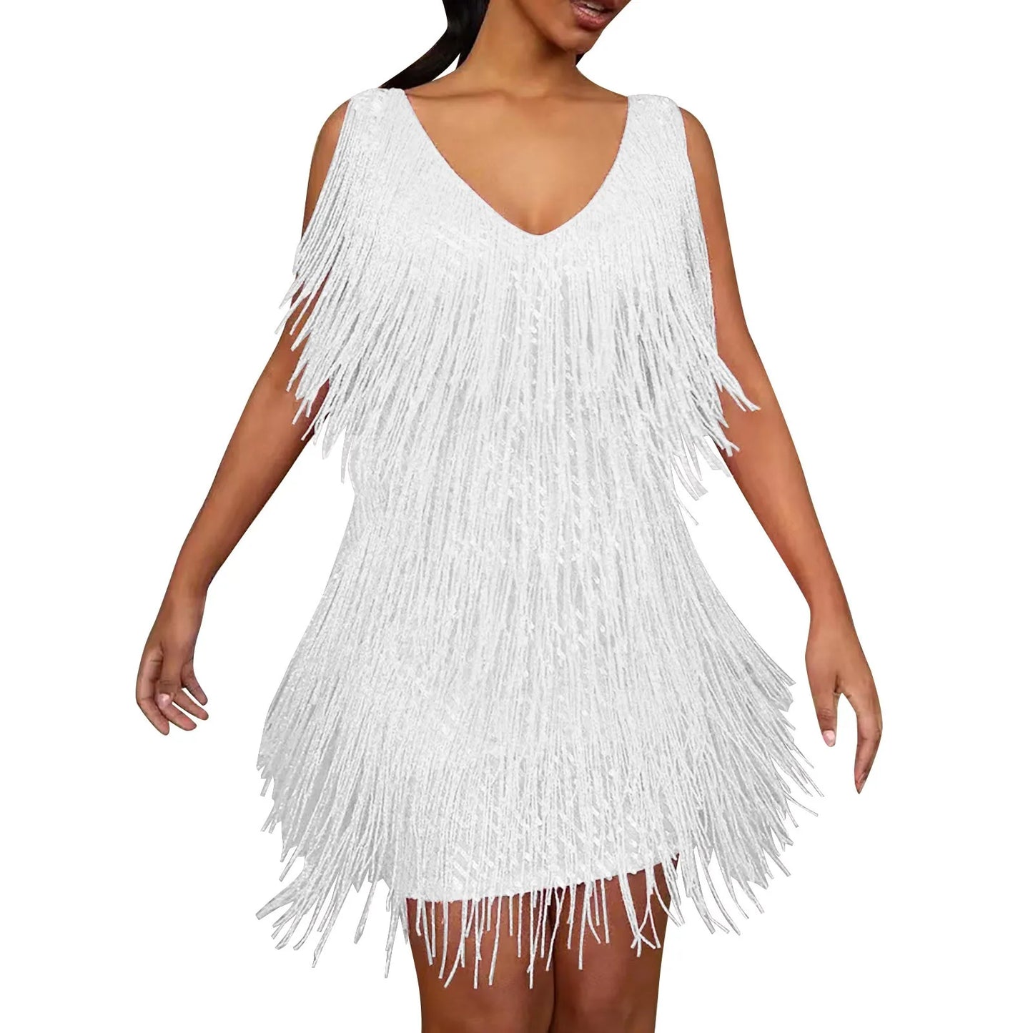 Sequin Tassel Backless Bodycon Mini Dress for Festival and Nightlife Styling
