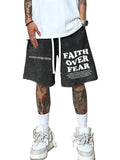 Men's Relaxed Cotton Drawstring Shorts with Vintage Washed Graphic Streetwear Style