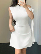 One Shoulder Mini Dress with Draped Detail and Elegant Asymmetrical Silhouette