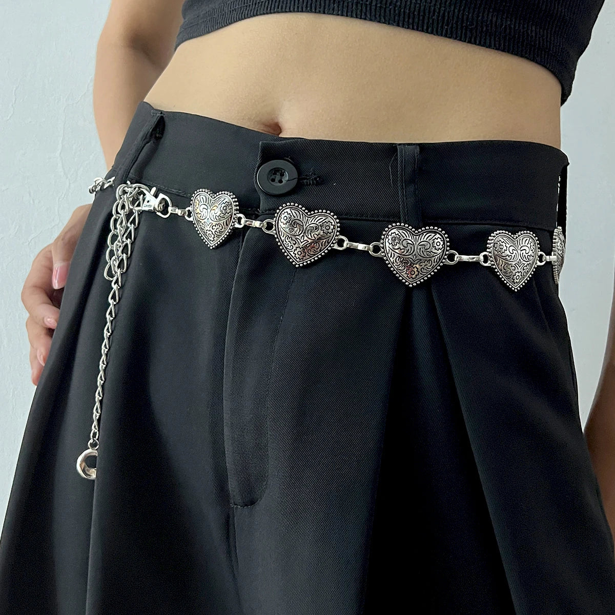 Vintage Heart Chain Waist Belt for Gothic Harajuku Alternative Fashion Looks