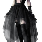 Layered Mesh Tulle Mini Skirt Irregular Gothic Alternative Fashion Bottom