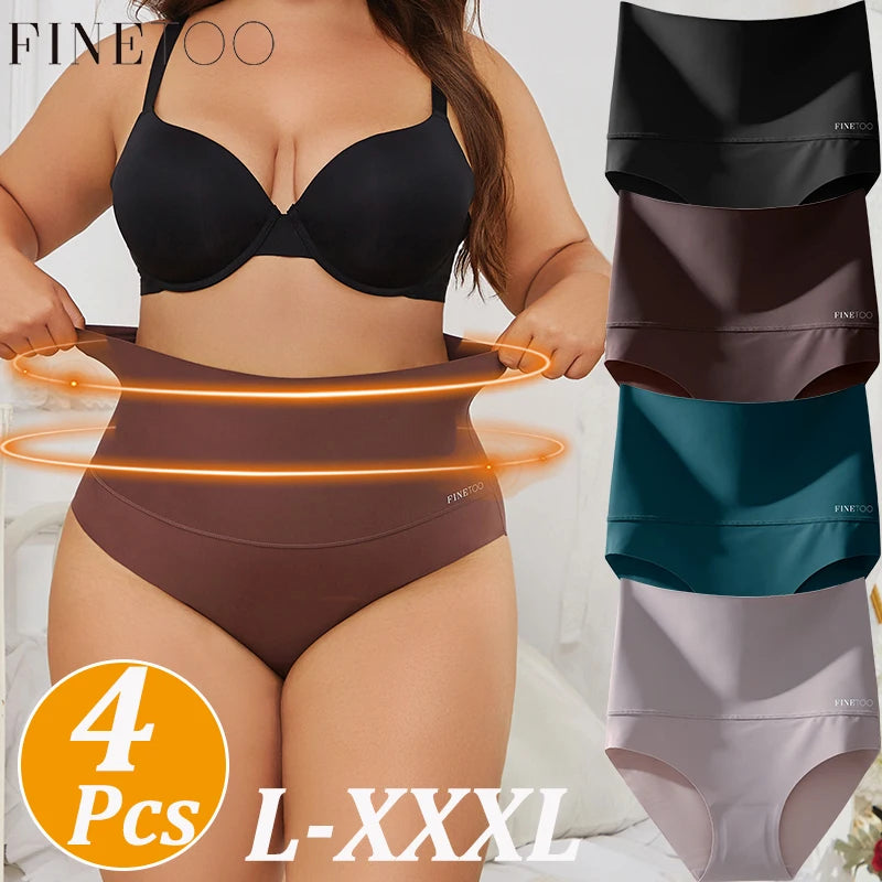 4-Piece Women’s High-Waisted Shaping Briefs Set with Smooth Full-Coverage Silhouette and Assorted Neutral Colors