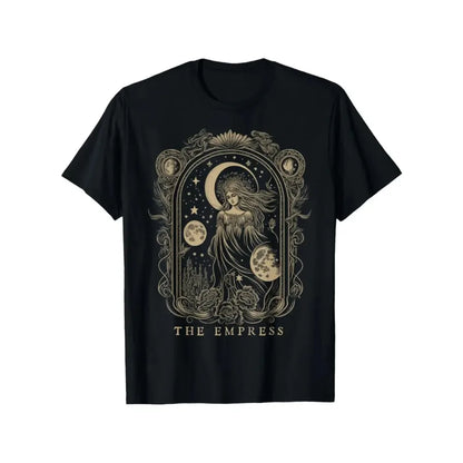 Anime Celestial Empress Graphic T-Shirt with Gothic Manga-Inspired Streetwear Design