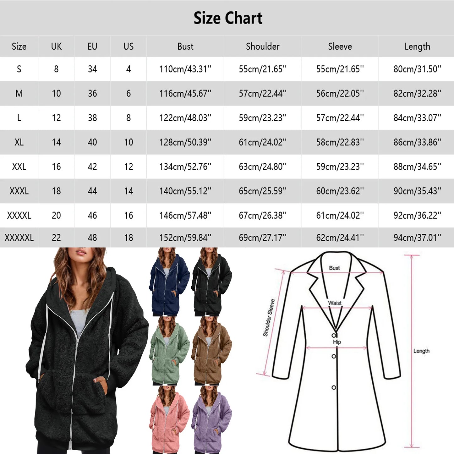 Women's Oversized Hooded Plush Fleece Zip Jacket for Cozy Streetwear Layering