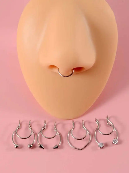 Minimalist Non Piercing Nose Cuff Set for Punk Alternative Fashion
