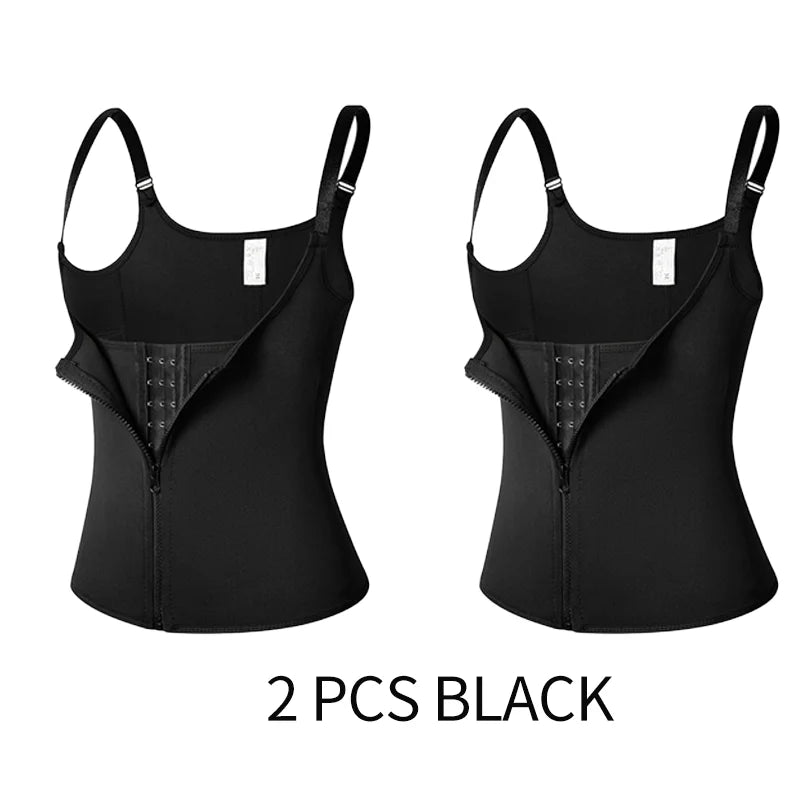 Zip-Front Neoprene Workout Tank and Waist Cincher