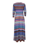 Bohemian Print Maxi Dress with Long Sleeves and Relaxed Silhouette