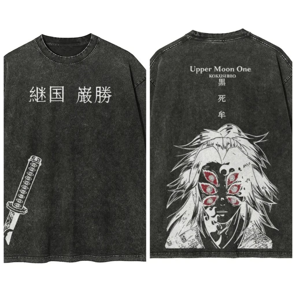 Dark Manga Warrior Oversized Vintage Streetwear Graphic Casual T-Shirt
