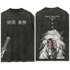 Dark Manga Warrior Oversized Vintage Streetwear Graphic Casual T-Shirt
