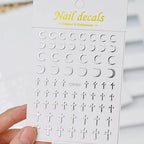 Celestial Gothic Nail Art Sticker Set with Hearts Stars and Moon Details