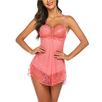 Ethereal Sheer White Mesh Babydoll Set with Halter Neckline and Satin Bow