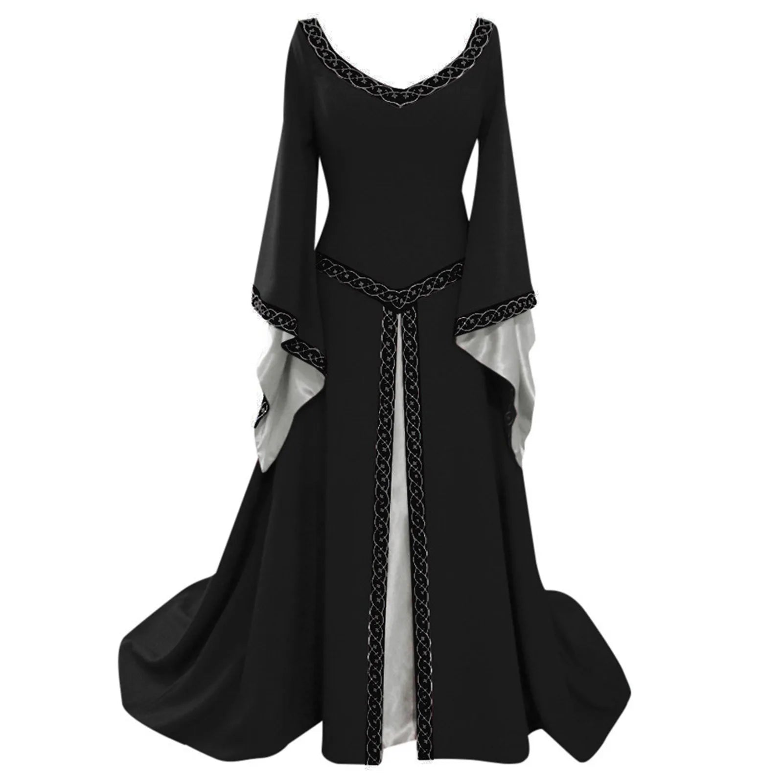 Elegant Medieval Inspired Gothic Maxi Dress with Fantasy Alternative Style