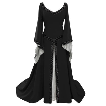 Elegant Medieval Inspired Gothic Maxi Dress with Fantasy Alternative Style