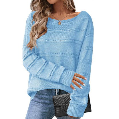 Women's Off Shoulder Loose Knit Sweater Contemporary Streetwear Pullover Top