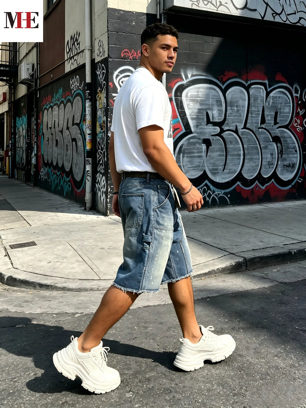 Men's Relaxed Denim Cargo Shorts with Utility Pockets and Garment Washed Casual Streetwear Fit