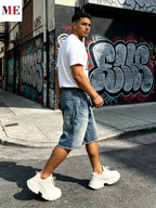 Men's Relaxed Denim Cargo Shorts with Utility Pockets and Garment Washed Casual Streetwear Fit