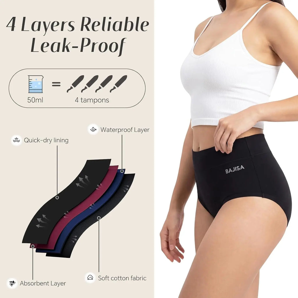 3-Piece Absorbent Postpartum and Menstrual Brief Set in Deep Jewel Tones