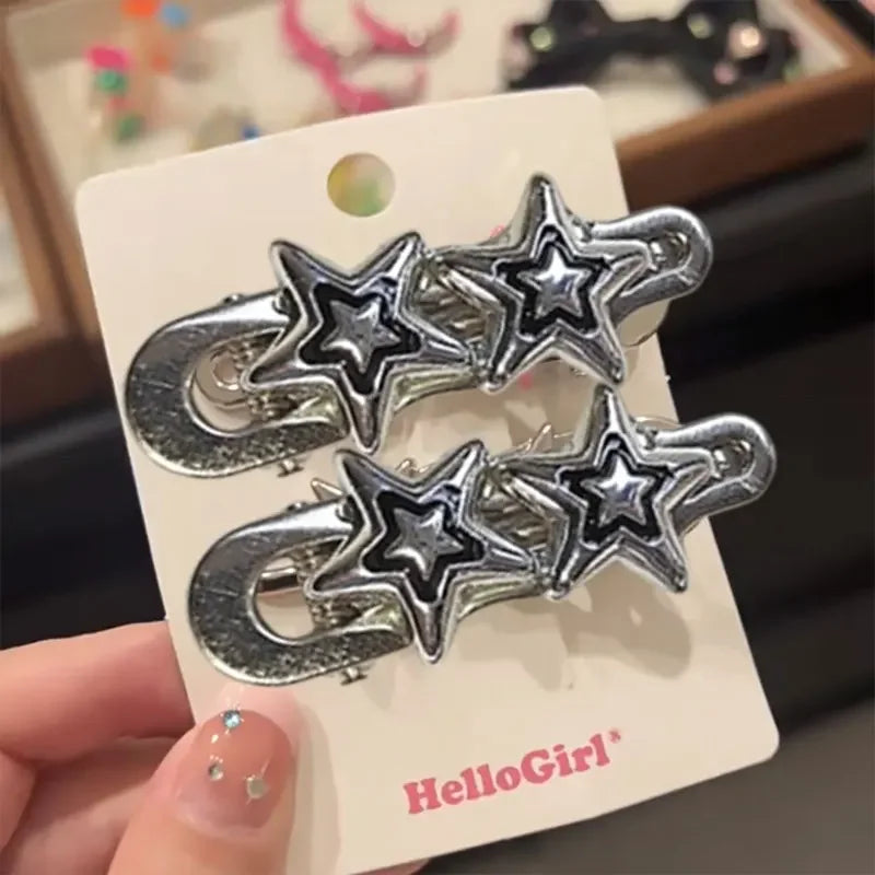 Y2K Star Hair Clip Set Alternative Streetwear Statement Accessories