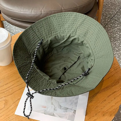 Unisex Waterproof Bucket Hat with Adjustable Chin Cord for Outdoor Travel and Hiking