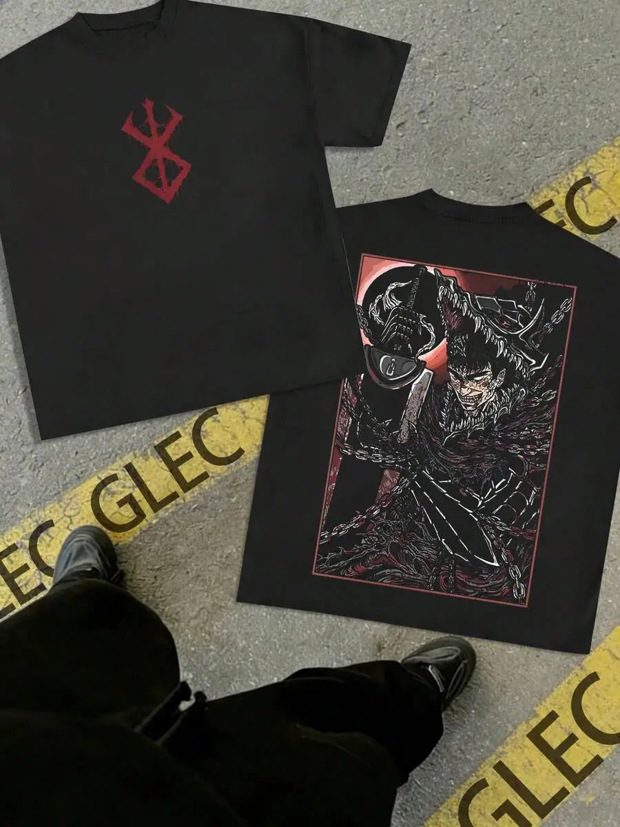 Oversized Streetwear Graphic Tee with Dark Manga Back Print Design