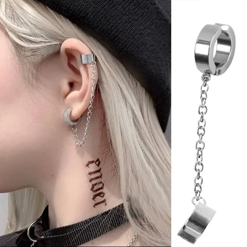 Chain Dangle Ear Cuff for Gothic Punk Alternative Fashion Styling