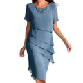 Layered Asymmetrical Ruffle Detail Feminine Alternative Midi Dress