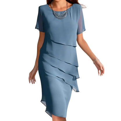 Layered Asymmetrical Ruffle Detail Feminine Alternative Midi Dress