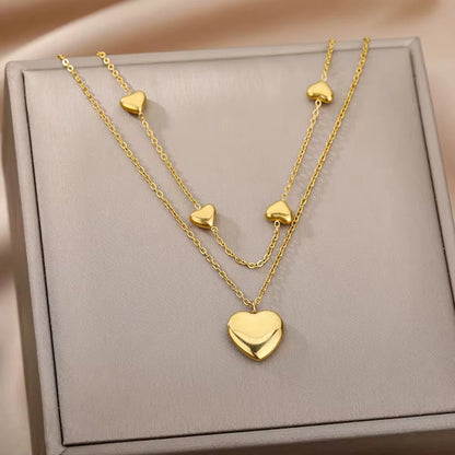 Layered Heart Pendant Necklace for Dark Feminine and Alternative Fashion