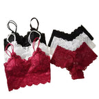 Floral Embroidered Longline Bralette and Scalloped Lace Boyshort Set