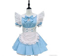 Pastel Color-Block Lolita Maid Dress with Pleated Skirt and Ruffled Apron