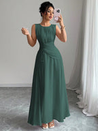 Sleeveless Chiffon Maxi Dress with Flowing A-Line Silhouette and Soft Drape