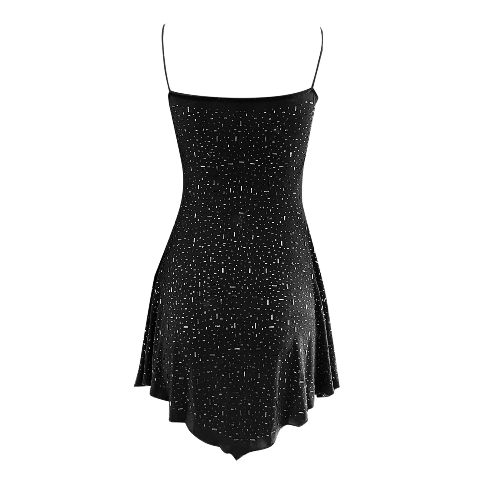 Sparkle Embellished Sleeveless Mini Dress With Flared Skater Inspired Silhouette