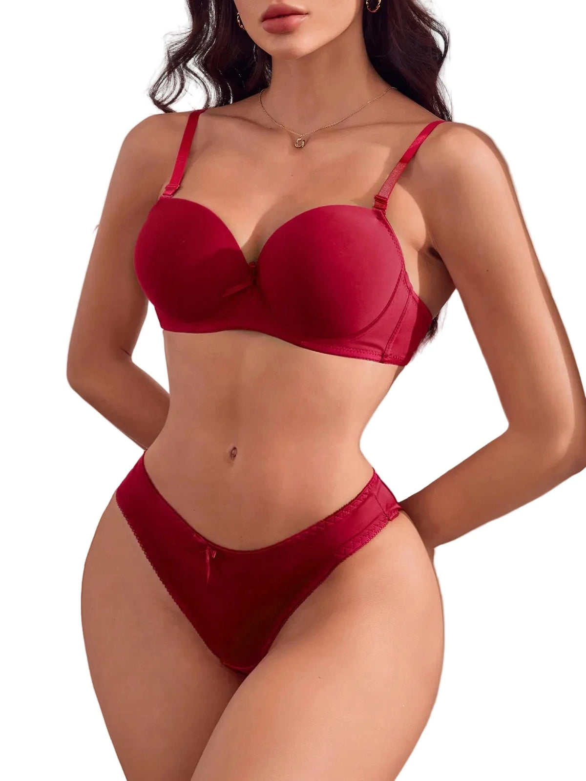 Classic Smooth Contour Push-Up Bra and Panty Set with Contrasting Trim
