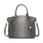 Embossed Dome Satchel Bag with Top Handle and Detachable Shoulder Strap